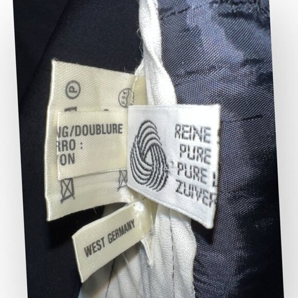 ESCADA LAUREL vintage VIRGIN WOOL high waist midi skirt navy gold office M / 38 - Picture 4 of 7